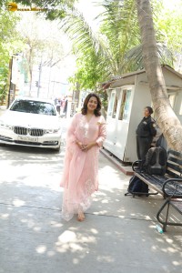telugu, tamil, and bollywood actress jyothika cute in a light pink salwar dress