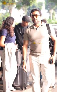 Actor couple Suriya and Jyothika spotted at Mumbai airport