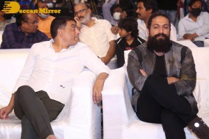 Yash and Srinidhi Shetty attend the pre-release function of the movie KGF Chapter 2