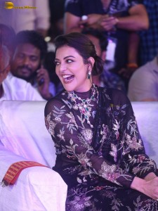 actress Kajal Aggarwal gorgeous in a black saree at a movie function