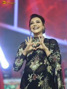 actress Kajal Aggarwal gorgeous in a black saree at a movie function