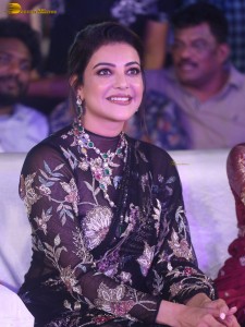 actress Kajal Aggarwal gorgeous in a black saree at a movie function