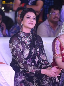 actress Kajal Aggarwal gorgeous in a black saree at a movie function