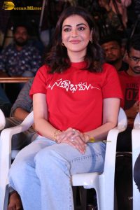 actress kajal agarwal cute in a red t-shirt