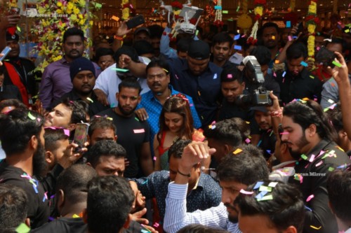 Bollywood and Telugu Actress Kajal Aggarwal in a green saree at a store opening function