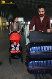 Actress Kajal Aggarwal with husband Gautam Kitchlu and son Neil