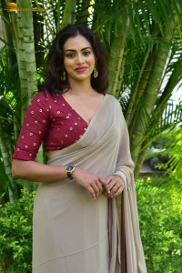 Indian actress kamakshi bhaskarla sexy photoshoot in a grey saree