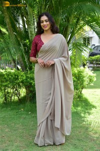 Indian actress kamakshi bhaskarla sexy photoshoot in a grey saree