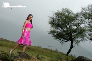 Kamna Jethmalani in a pink folk dress for a film shoot