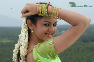 Kamna Jethmalani in a green folk dress for a song shoot