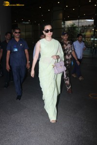 Indian actress and BJP Lok Sabha MP Kangana Ranaut graceful in a light green saree