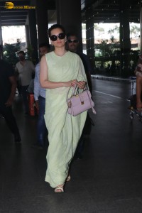 Indian actress and BJP Lok Sabha MP Kangana Ranaut graceful in a light green saree