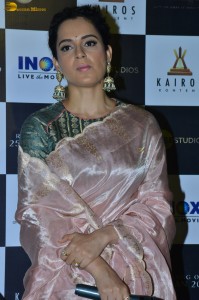 Indian actress and MP Kangana Ranaut beautiful in a pink saree at an event