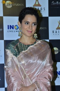 Indian actress and MP Kangana Ranaut beautiful in a pink saree at an event