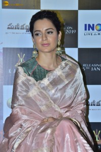 Indian actress and MP Kangana Ranaut beautiful in a pink saree at an event