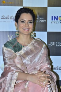 Indian actress and MP Kangana Ranaut beautiful in a pink saree at an event