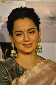 Indian actress and MP Kangana Ranaut beautiful in a pink saree at an event