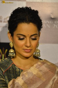Indian actress and MP Kangana Ranaut beautiful in a pink saree at an event
