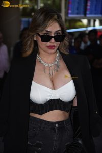 actress Kangna Sharma gorgeous in a white top and black jacket