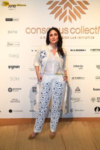 bollywood actress Kareena Kapoor in a white shirt and matching pants