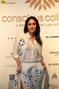 bollywood actress Kareena Kapoor in a white shirt and matching pants