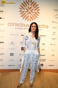 bollywood actress Kareena Kapoor in a white shirt and matching pants