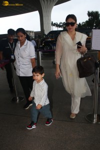 Celebrity couple Saif Ali Khan and Kareena Kapoor spotted at Mumbai Airport with their children