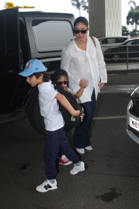 Actor couple Saif Ali Khan and Kareena Kapoor spotted at Mumbai Airport on October 16, 2024