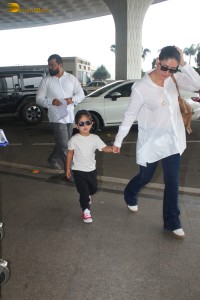 Actor couple Saif Ali Khan and Kareena Kapoor spotted at Mumbai Airport on October 16, 2024