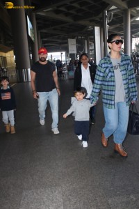Actor couple Saif Ali Khan and Kareena Kapoor were spotted at Mumbai Airport on Jan 4, 2024