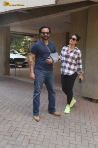 Actor couple Saif Ali Khan and Kareena Kapoor spotted at their house on Jan 23, 2024