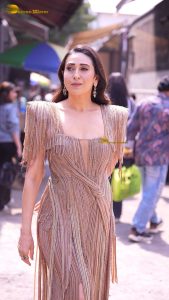 actress karishma kapoor sexy in a gold and silver dress