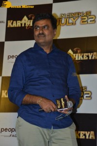 Actors Nikhil Siddharth and Anupama Parameswaran attend the trailer launch of their film Karthikeya 2