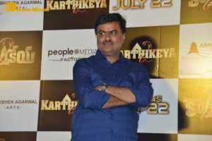 Actors Nikhil Siddharth and Anupama Parameswaran attend the trailer launch of their film Karthikeya 2