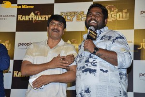 Actors Nikhil Siddharth and Anupama Parameswaran attend the trailer launch of their film Karthikeya 2