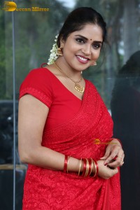 Telugu actress Karunya Chowdary beautiful in a red saree