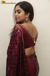 telugu actress Karunya Chowdary pretty in a red saree