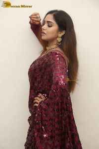 telugu actress Karunya Chowdary pretty in a red saree