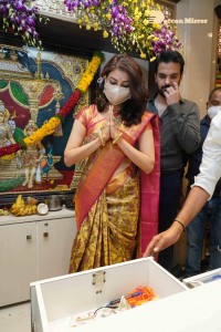 Actress Kajal Aggarwal with her husband Gautam Kitchlu launching Kasam Pullaiah Wedding Mall in Warangal