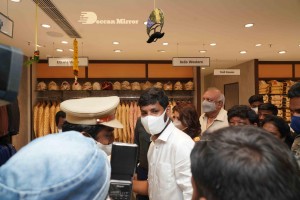 Actress Kajal Aggarwal with her husband Gautam Kitchlu launching Kasam Pullaiah Wedding Mall in Warangal