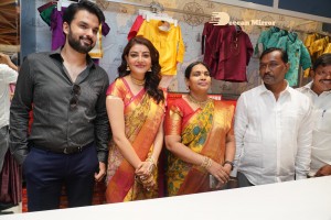 Actress Kajal Aggarwal with her husband Gautam Kitchlu launching Kasam Pullaiah Wedding Mall in Warangal