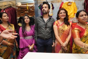Actress Kajal Aggarwal with her husband Gautam Kitchlu launching Kasam Pullaiah Wedding Mall in Warangal