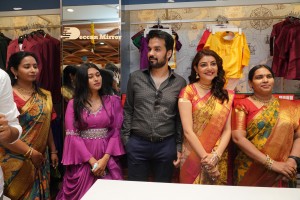 Actress Kajal Aggarwal with her husband Gautam Kitchlu launching Kasam Pullaiah Wedding Mall in Warangal