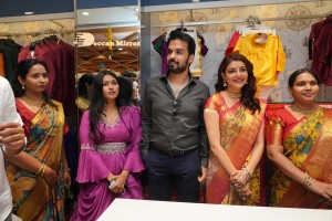 Actress Kajal Aggarwal with her husband Gautam Kitchlu launching Kasam Pullaiah Wedding Mall in Warangal