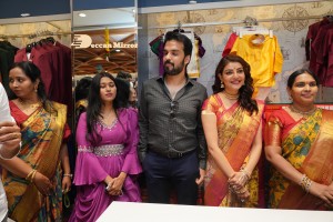 Actress Kajal Aggarwal with her husband Gautam Kitchlu launching Kasam Pullaiah Wedding Mall in Warangal