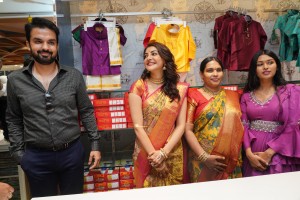 Actress Kajal Aggarwal with her husband Gautam Kitchlu launching Kasam Pullaiah Wedding Mall in Warangal