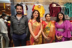 Actress Kajal Aggarwal with her husband Gautam Kitchlu launching Kasam Pullaiah Wedding Mall in Warangal