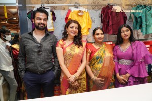 Actress Kajal Aggarwal with her husband Gautam Kitchlu launching Kasam Pullaiah Wedding Mall in Warangal