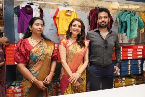 Actress Kajal Aggarwal with her husband Gautam Kitchlu launching Kasam Pullaiah Wedding Mall in Warangal