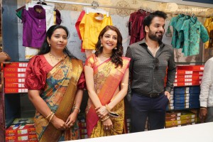 Actress Kajal Aggarwal with her husband Gautam Kitchlu launching Kasam Pullaiah Wedding Mall in Warangal